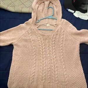 Oversized Pink Cable Knit Women's Sweater